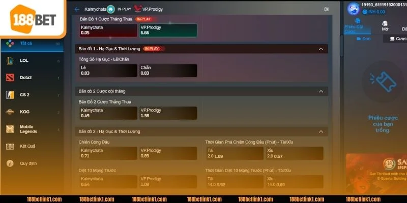 188BET tổ chức cá cược với đa dạng kèo chơi DOTA 2.